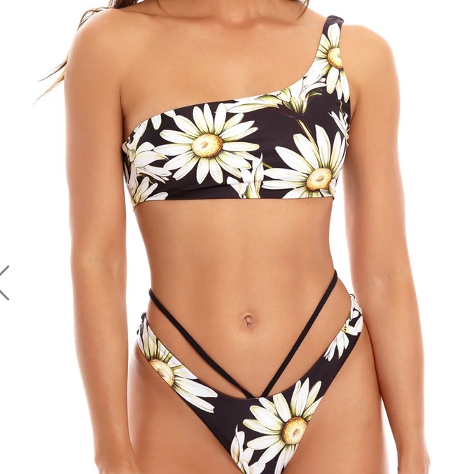 Agua Bendita Roma Moss Bikini Set One Shoulder Top And Reversible Bottoms